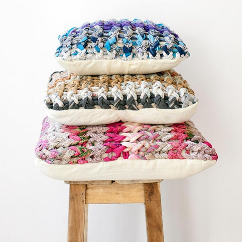 Chunky knit cushion covers, 18x18in 46x46cm, ethically handmade in Bangladesh