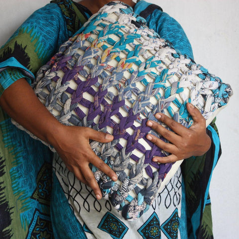 Chunky knit cushion covers, 18x18in 46x46cm, ethically handmade in Bangladesh