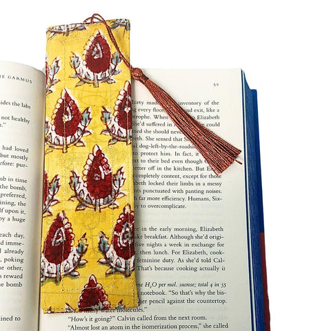 Handmade Block Printed Fabric Bookmarks with Tassel, Ethically Handmade in India