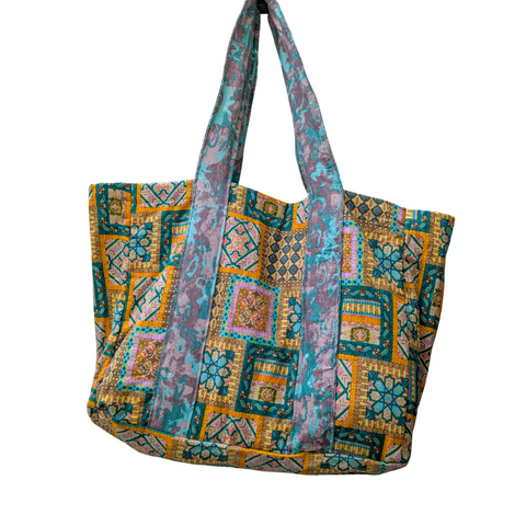 Large sari market tote bags