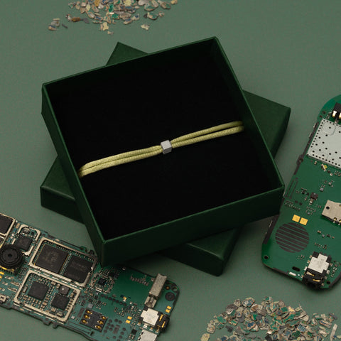 Solid as a Block armband zilver ~ lime