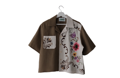 Flower Ivy - Cropped Camp Shirt