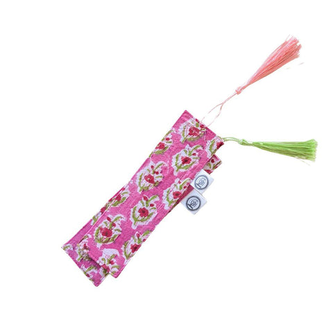 Handmade Block Printed Fabric Bookmarks with Tassel, Ethically Handmade in India