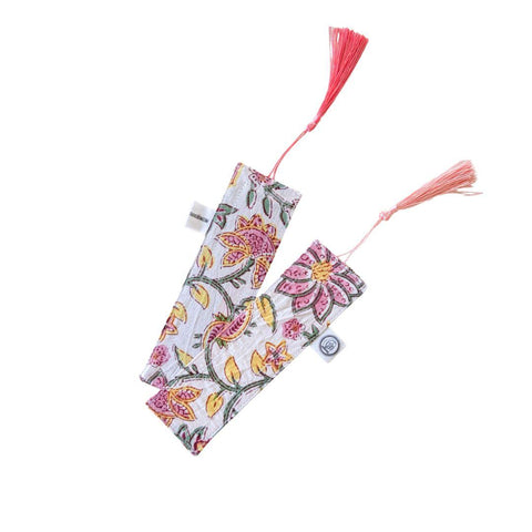 Handmade Block Printed Fabric Bookmarks with Tassel, Ethically Handmade in India