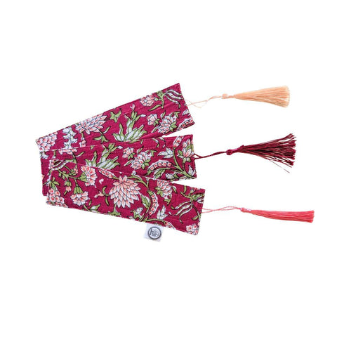 Handmade Block Printed Fabric Bookmarks with Tassel, Ethically Handmade in India