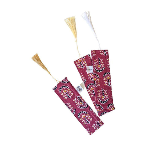 Handmade Block Printed Fabric Bookmarks with Tassel, Ethically Handmade in India