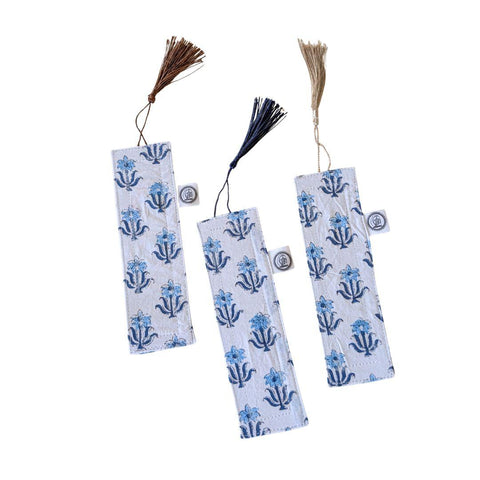Handmade Block Printed Fabric Bookmarks with Tassel, Ethically Handmade in India