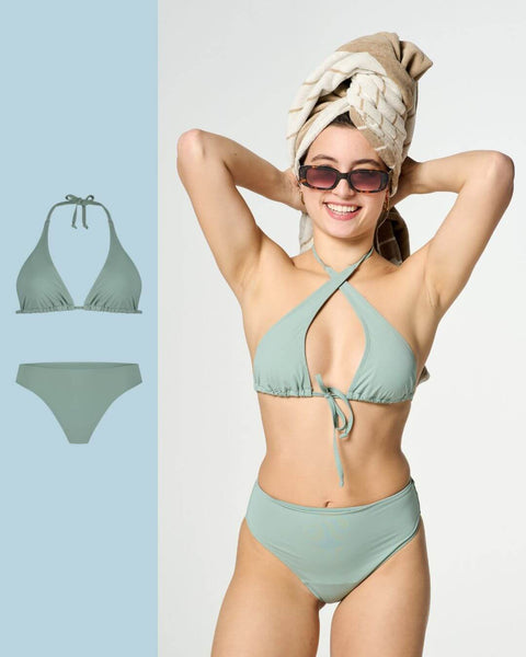 menstruatie zwemkleding set in een groene kleur voor dames