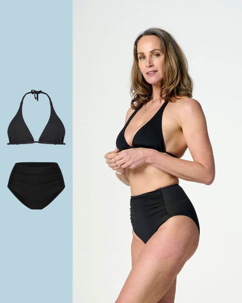 swimwear set | high waist | black | women