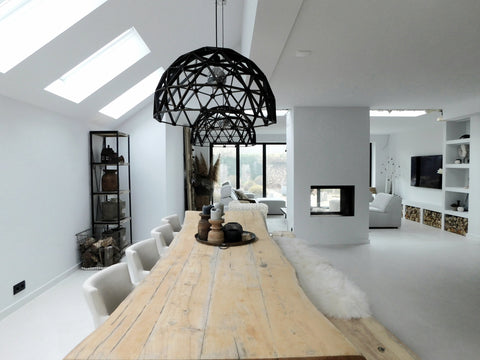 Dome lamp ø75cm hanging lamp made of wood black