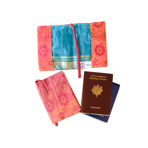 Handmade Recycled Sari Passport Covers, Upcycled Travel Wallets