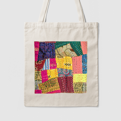 Sari patchwork cotton tote bag