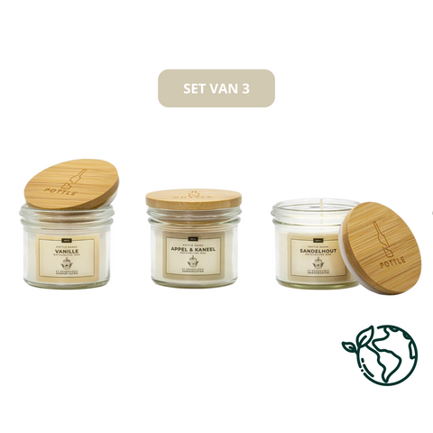 Trio-pack sustainable scented candles
