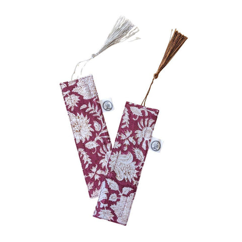 Handmade Block Printed Fabric Bookmarks with Tassel, Ethically Handmade in India