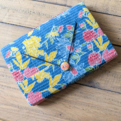 Eco Friendly Upcycled Fabric Journals with Elastic Flap Close, Fair Trade Stationery Ethically Handmade in India