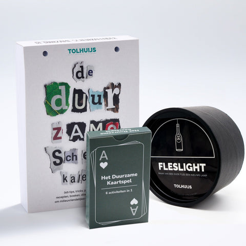Sustainable Gift Package - Tear-off Calendar, Card Game, and Fleslight