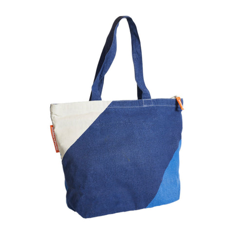 Duurzame shopper met ritssluiting Indigo Blue