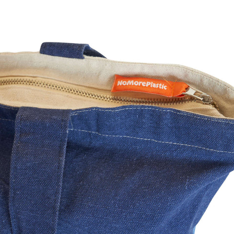 Duurzame shopper Indigo Blue detailfoto rits