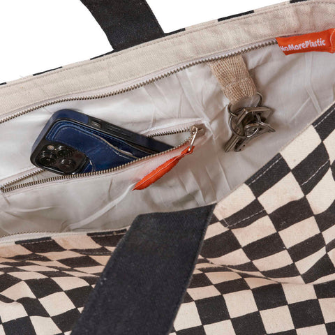 Duurzame shopper Rich Black detail binnenvak met rits