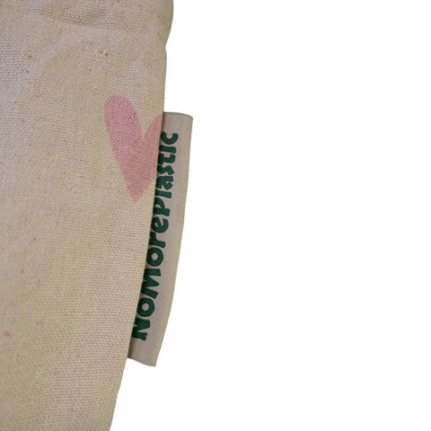 Duurzame tas met rits gerecycled katoen Pink Hearts detailfoto