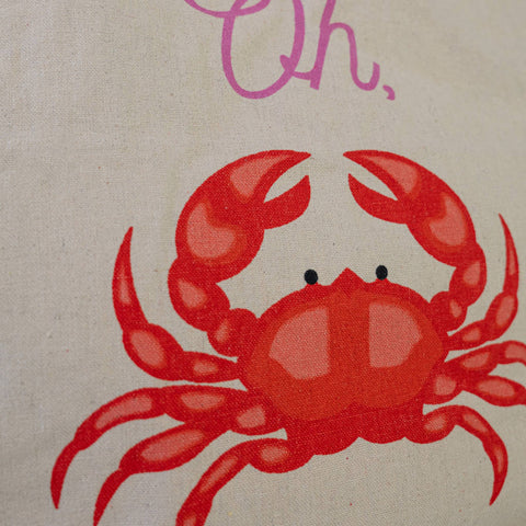 Duurzame tas met rtis gerecycled katoen Oh Crab detailfoto krab
