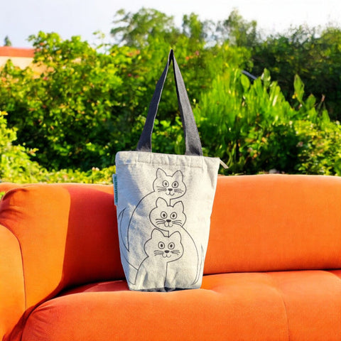 Tote Bag Cute Cats - Duurzaam - met rits - Gemaakt van gerecycled bedlinnen
