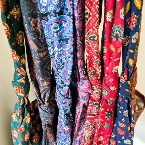 Vibrant crossbody sling handbag with knotted strap