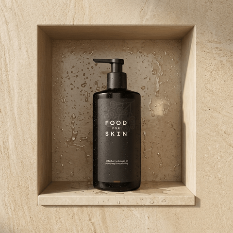 Elderberry Shower oil in badkamer