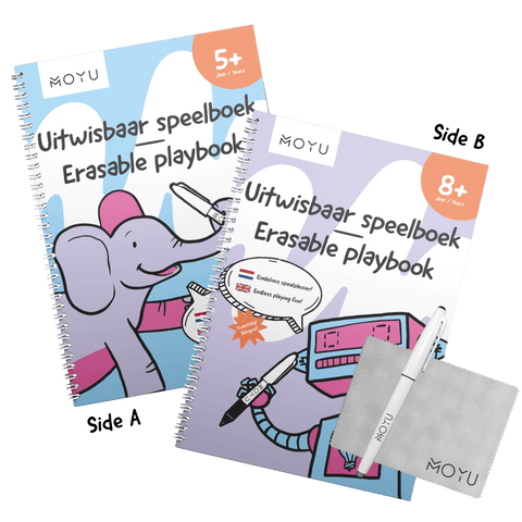 2-in-1 Erasable Kid's Playbook with A4 with Pen + Holder + Cloth