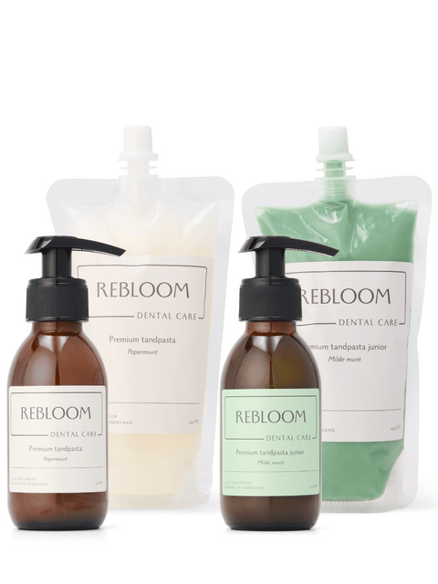 2 flesjes tandpasta en 2 navullingen. besparing van 12 tubes tandpasta