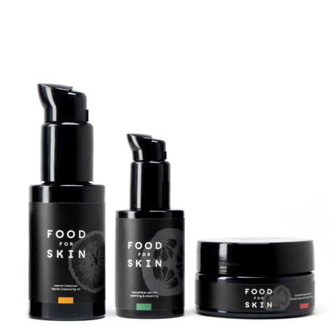 Food for Skin Set Cucumber kalmerende skincare set cleanser serum crème
