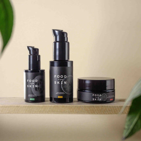 Food for Skin Cucumber skincare routine met cleanser serum en crème
