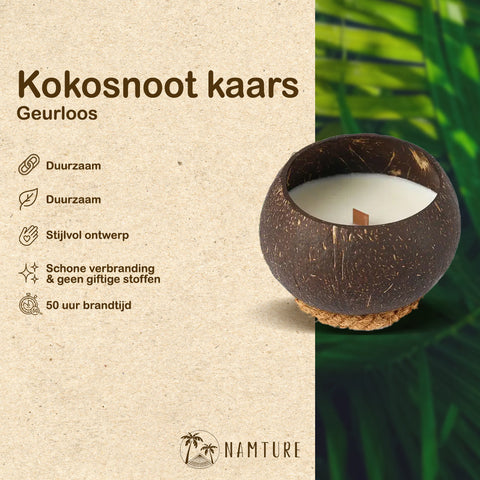 Kokosnoot Kaars - Geurloos - NAMTURE