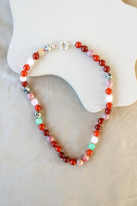 'Ella' Edelsteen Ketting met Carneool en Rhodoniet