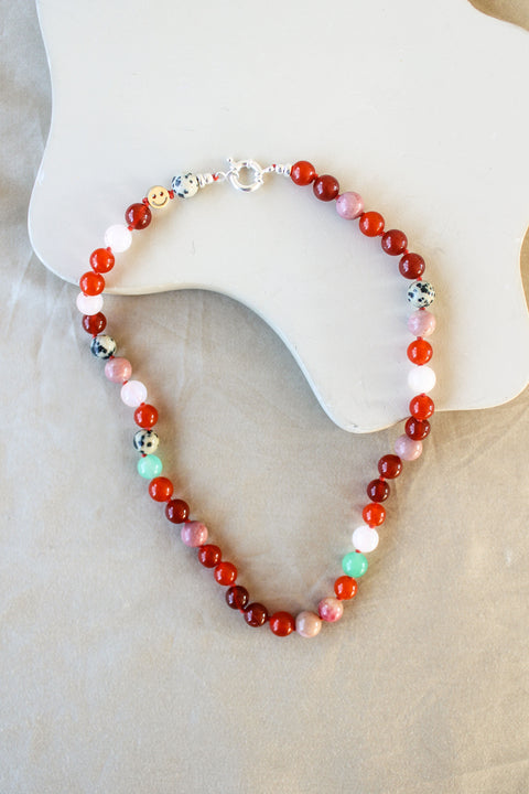 'Ella' Edelsteen Ketting met Carneool en Rhodoniet