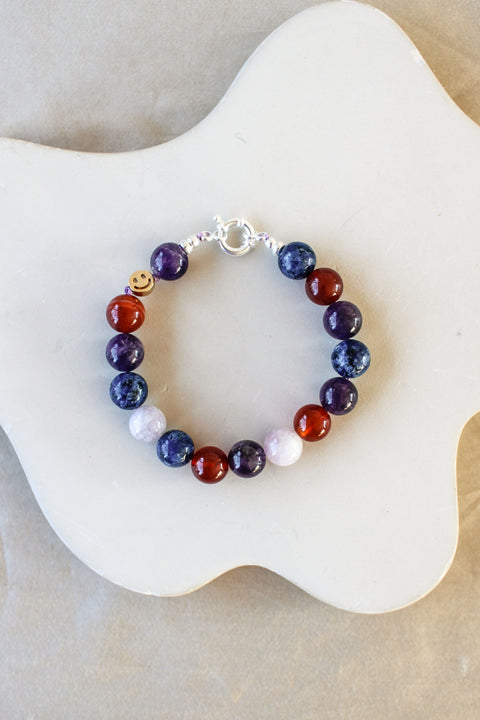 'Julie' Edelsteen Armband met Amethist, Blauwe Jaspis en Agaat