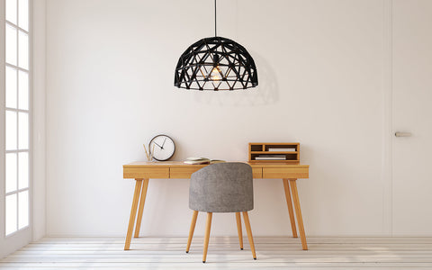 Koepellamp ø75cm hanglamp van hout zwart