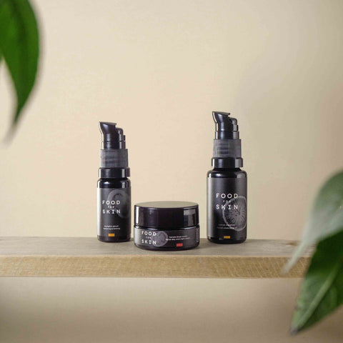 Food for Skin pumpkin skincare routine met carrot cleanser en pumpkin serum en tomato base cream