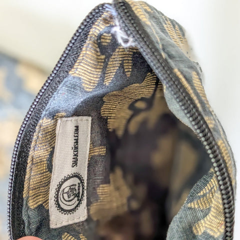 inside colourful sari pouch