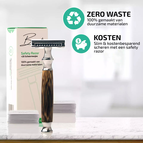 Safety razor en doosje. Het scheermes is zero waste en kostenbesparend.