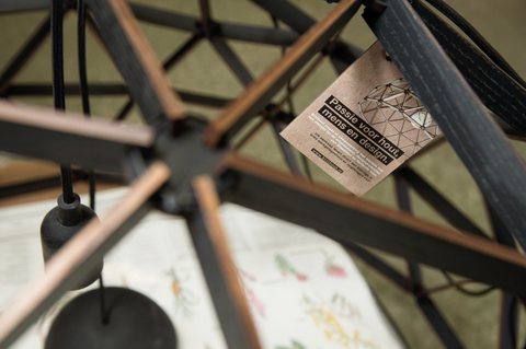 Koepellamp ø75cm hanglamp van hout zwart