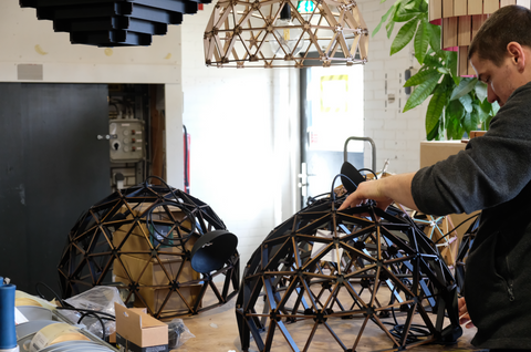 Dome lamp ø60cm hanging lamp made of wood black FSC 100%