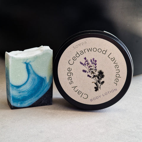 Skincare Set - Reynisfjara soap & Body lotion Clary sage, cedarwood