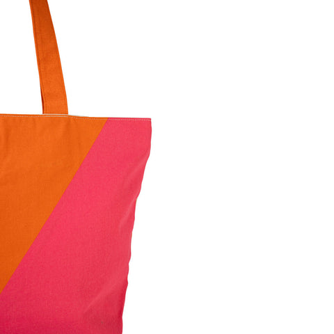 Shopper Magenta Orange 100 procent biologisch katoen detailfoto