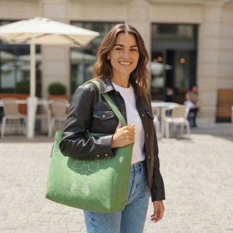 Shopper Trendy Turtle  biologisch katoen actiefoto model