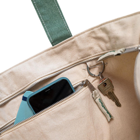 Shopper biologisch katoen Amazon Greene detailfoto rits en binnenvak