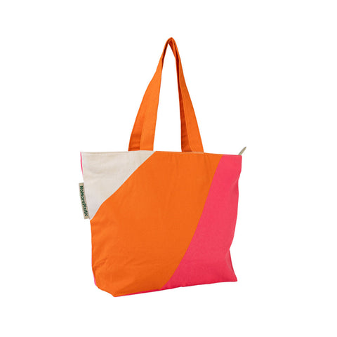 Shopper met rits Magenta Orange 100 procent biologisch katoen