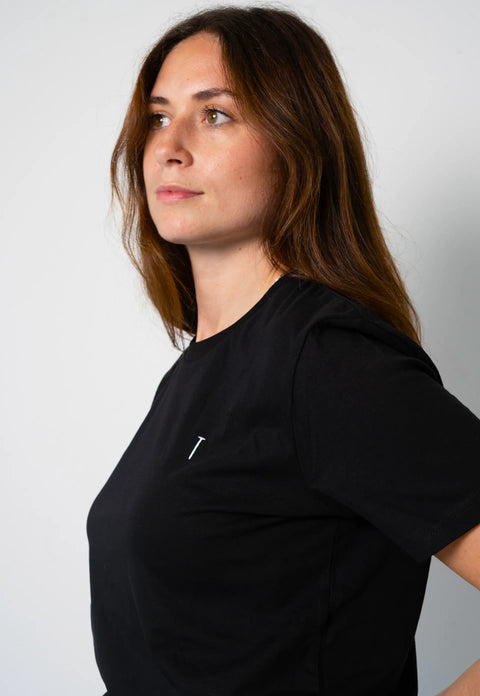 Basic T-shirt Black with Denim Detail