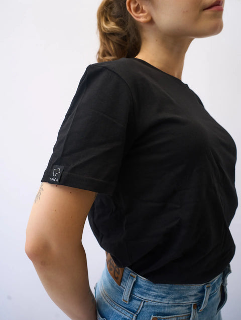 Basic T-shirt Black with Denim Detail