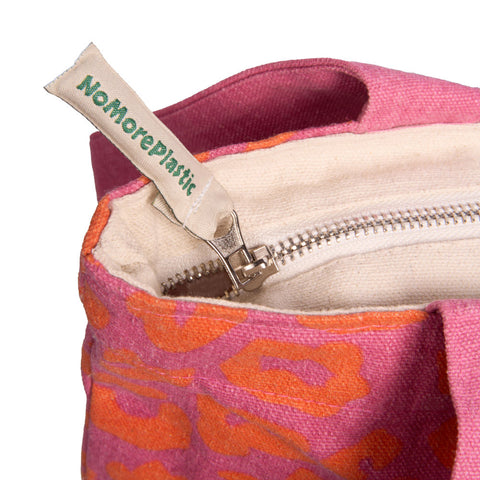 Tote bag Magenta Luipaard detailfoto ritssluiting
